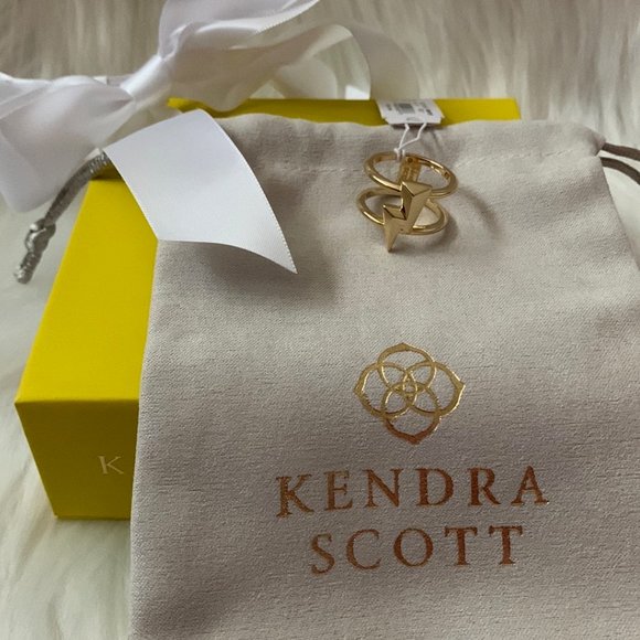 KENDRA SCOTT Lightening Bolt Double Banded Ring in Gold Size 7 - Picture 1 of 2